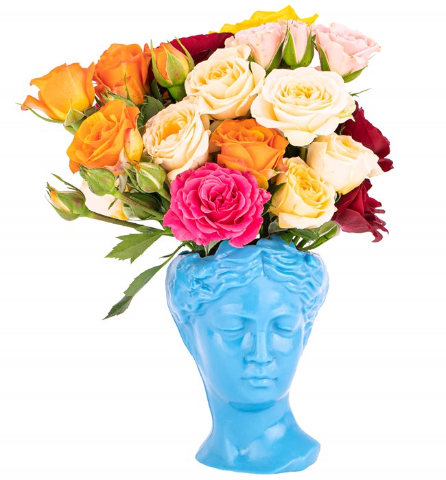 Mini Helen Serisi Mix Mini Gül Tasarım - Turkuaz Mavisi