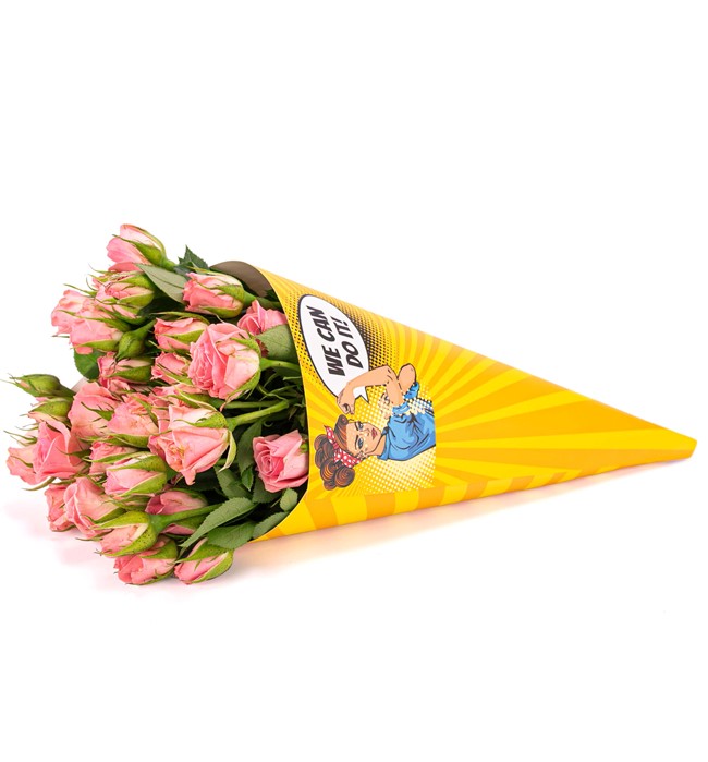 We Can Do It Serisi Mini Pembe Gül Buketi