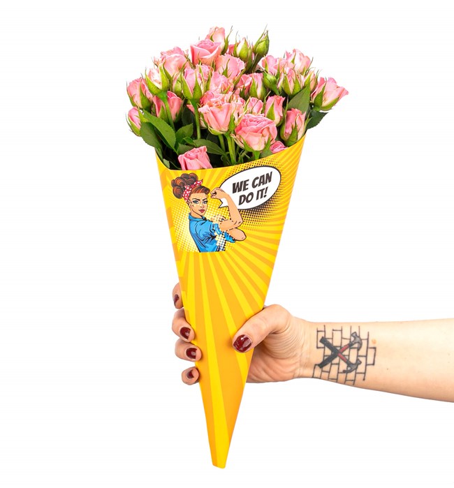 We Can Do It Serisi Mini Pembe Gül Buketi